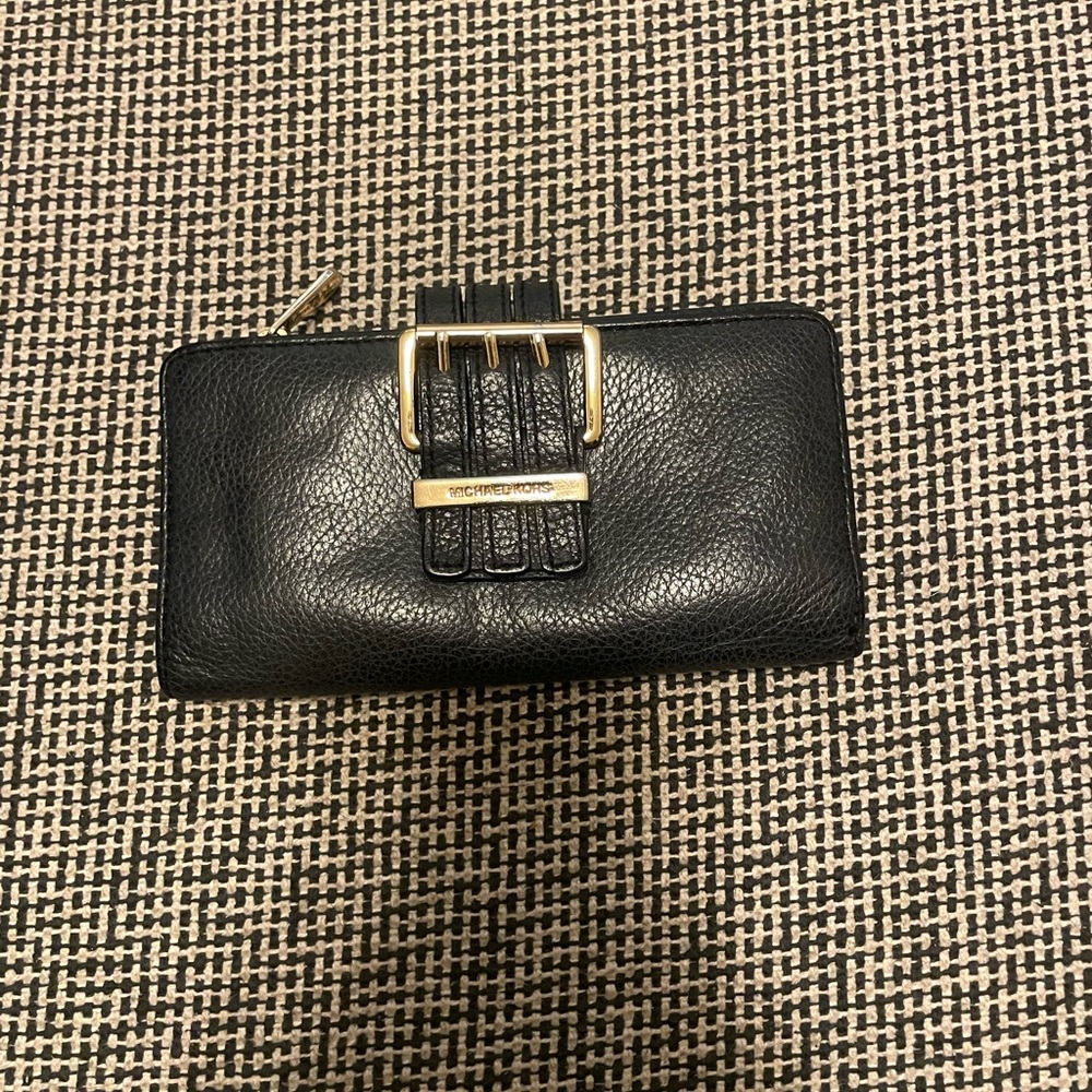 Michael Kors Black Leather Wallet with Metal Clasp